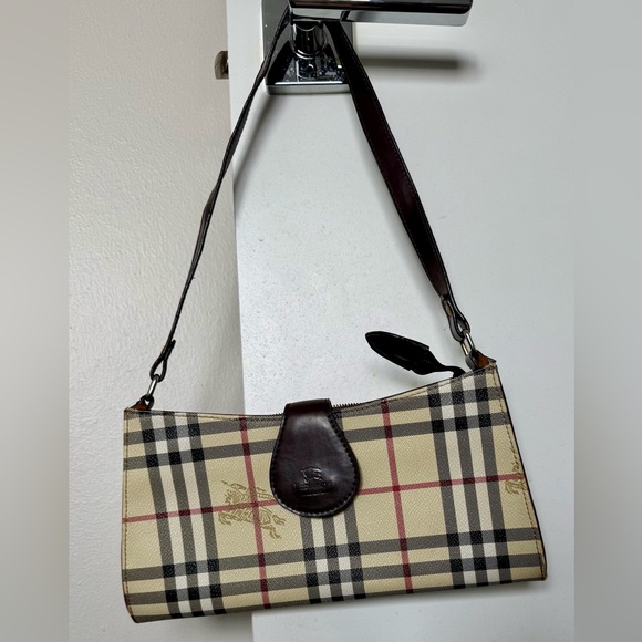 Burberry Handbags - Burberrys Plaid Shoulder Bag with Dark Brown Accents. Vintage